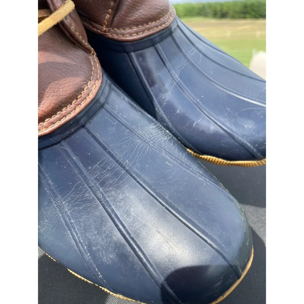Sperry Saltwater Duck Boot Girls 6M Navy Blue Brown Leather YG55203 Waterproof